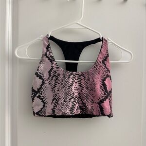 Beach Riot Pink Snake Print Sports Bra